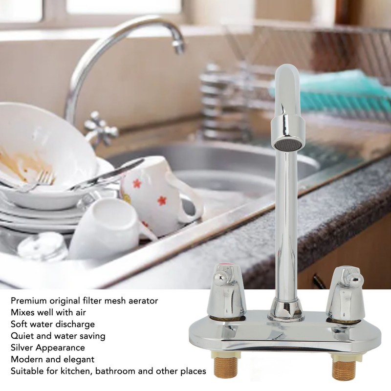 Sink Faucet 2 Handle 2 Holes Deck Plate Design Hot