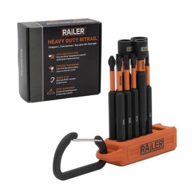 Railer Screwdriver Bit Set For Electricians - Premium S2 Steel Impact Driver Bit & Nut Driver Set With A Magnetizer Bit Holder & Carabiner
