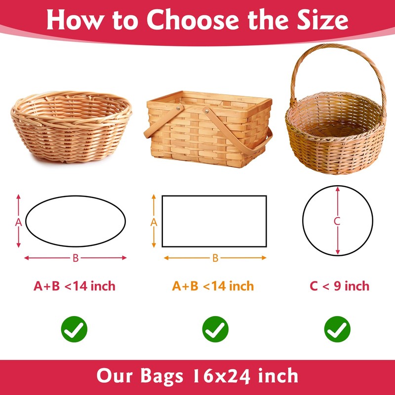 woric 12 PCS Clear Cellophane Gift Bags 16x24 Inch Easter