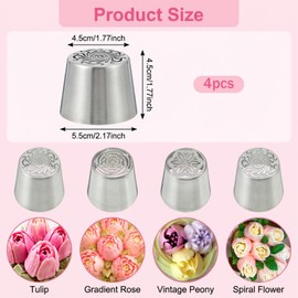 4 PCS Stainless Steel Extra Large Russian Piping Tips Set
