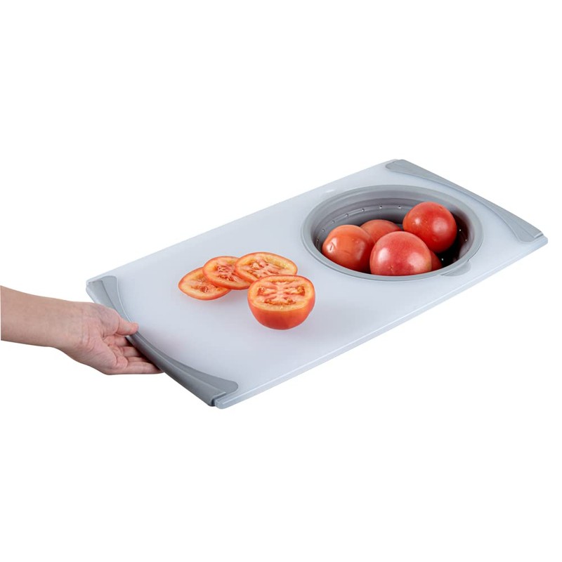 Restaurantware Base Gray Plastic Over the Sink Cutting Board -