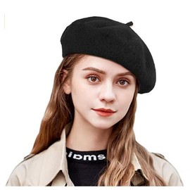 Tonone Women's Beret Hats, Berets Warm Winter Autumn Beret Hat Unisex Beanie Cap for Girls Women, black