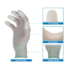 ThxToms ESD Anti Static Gloves, High Resistance Carbon Fiber Protects Your Computer Safe, Small 5 Pairs