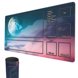 MTG Play Mat, 60 x 35 cm Play Mat for TCG MTG Card Game Mat, Stitched Edges, MTG Play Mat with Zones, Smooth Rubber Surface, Fighting Play Mat