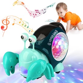 Boloshine Baby Crawling Crab Toy, Sound Toys with Music and Light, Baby Walking Sensory Toys, Musical Crab Toy Birthday Gift for Kids Toddler Boys Girls Age 3 4 5+ Years Old (Green)