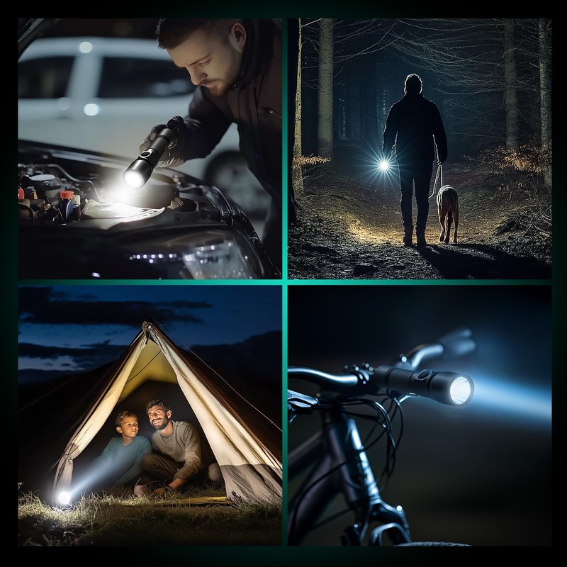 Consciot Rechargeable Flashlight One Click On/Off, Max. 1200 Lumens, 7