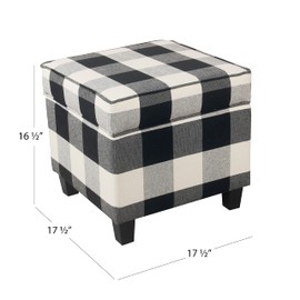 HomePop Home Decor | K7342-F2262| Classic Square Storage Ottoman with Lift Off Lid | Ottoman with Storage for Living Room & Bedroom, Black Plaid Large
