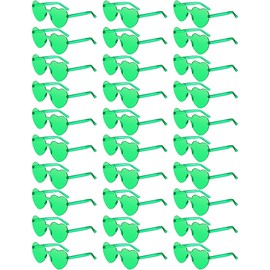 Colzzy Pcs Heart Shaped Rimless Sunglasses Transparent Colorful Frameless Glasses Eyewear Bachelorette Party (Fluorescent Green)