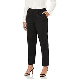 Alfred Dunner Women's All Around Elastic Waist Cotton Short Twill Pants, Black, 16