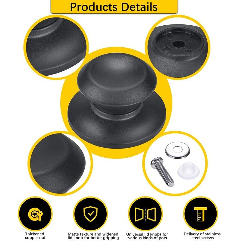 ERFGT 6 x Pot Lid Knobs, Replacement Handle Knobs, Glass