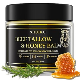 Sargo de ternera y bálsamo de miel para cara, sargo y bálsamo totalmente natural para cara y cuerpo, sarga alimentada con pasto con miel silvestre cruda, hidratante ultra hidratante para hombres