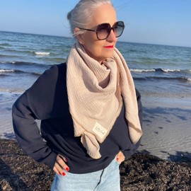 Salt & Sand Muslin Scarf Women's Premium Quality Scarves & Scarves for Women / Neckerchief Women / Muslin Scarf Women / Neckerchief - Oeko-Tex 100 - Especially Skin Friendly, Sand / soft beige, Unit