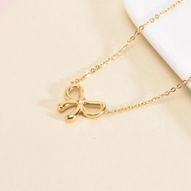 DUOMIAO Bow Necklace Earrings Bracelet Set for Women Gold Jewelry Set Bowknot Ribbon Earrings Christmas Bow Jewelry Gifts Stocking Stuffer, Metal, No Gemstone (Gold)