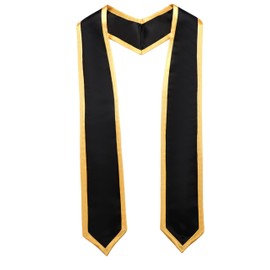 Ftyfty Unisex Adult Graduation Honor Stole Classic End With Trim 72" Long (72" Long, Black + Gold Trim)