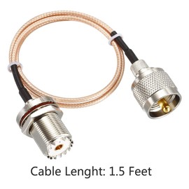 MACHSWON RG316 Coaxial Cable with UHF PL-259 Male to UHF SO-239 Female Bulkhead Connectors Low Loss Coax Cable 50 Ohm 1.5 Ft For CCTV,DVR,Camera,Video Signals