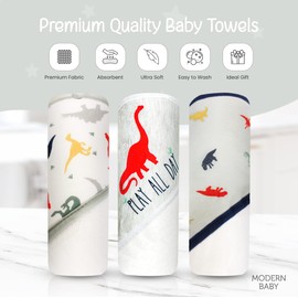 MODERN BABY 3 Pack Hooded Baby Bath Towel Set for Newborns Infants & Toddlers, Boys & Girls Baby Hooded Towels