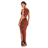 Women's Fashion Snakeskin Printed Hollow Out Maxi Dress Sexy Sleeveless