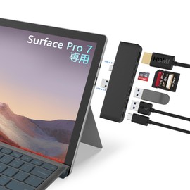 Surface Pro 7 USB Hub 6-in-1 Surface Pro 7 Hub 4K@30Hz HDMI Port + 2pcs USB 3.0 Port + Type C Port (Audio and Data) + SD&TF (Micro SD) Card Reader High Speed Data Transfer Aluminum Surface Pro7 Only