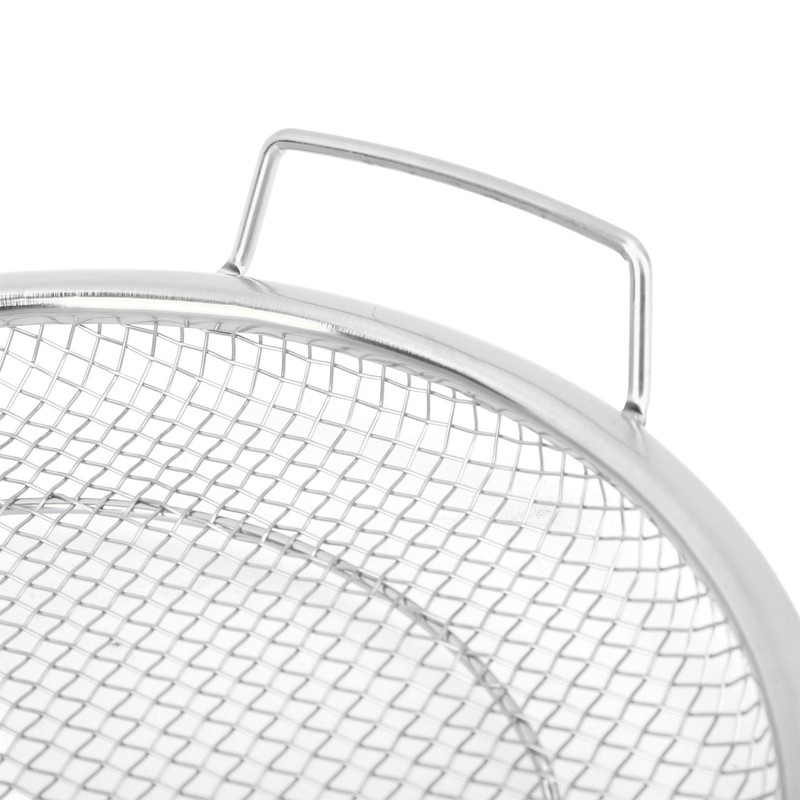 Stainless Steel Fruit Basket Double Handles Metal Mesh Drain Round