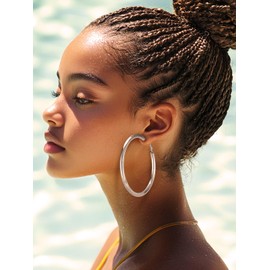 80MM Large Hoop Earring for Woman, Big Chunky Hoops Earrings Stainless Steel, Mothers Earring Elegant Jewelry