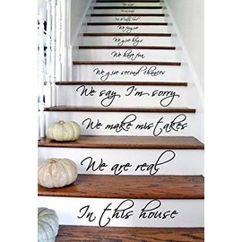 AnOL (33x60 cm) Vinyl Stairs Decal Quote In this House We Are Family We Love Do/Inspirational Text Wall Art Decor home Sticker + Free Random Decal Gift