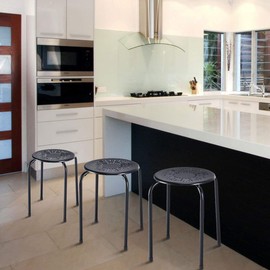 Casart Round Steel Stool Set of 6 Stackable 17.5-Inch Backless Nesting Stool with Metal Frame, X-Shape Connection & Non-Slip Feet Plastic Stool for Home, Office, Classroom Flexible Seating(Black)