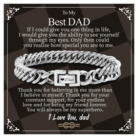 LAXPICOL Dad Bracelet,Stainless Steel Bracelets For Father's Day Gifts,Mens Chain Bracelets Gifts For Dad,Dad Birthday Gifts,Dad Gifts Daddy Gifts For Birthday Fathers Day Christmas-Dad