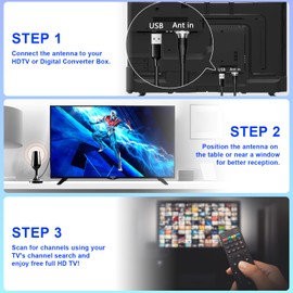 Antenna for TV Without Cable, 4K HDTV Antenna for Smart TV Indoor Outdoor, Long Range Reception Digital Antenna with Strong Magnetic Base, Support VHF/UHF/DAB Radio and All TVs -10ft Coax Cable