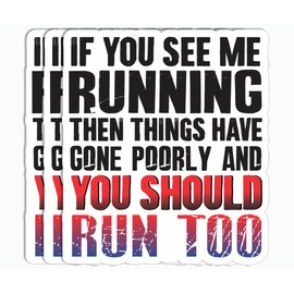3Pcs - If You See Me Running Sticker - Hilarious Sticker - Toolbox - Helmet - Hard Hat - Water Bottle - Laptop - Kindle - Phone