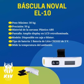 Noval Báscula Maletera Noval El-10c 30kgx50gr Caja Gancho Práctica