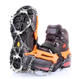 AGPTEK Ice Tacchetti 19 Denti, Ramponi da Ghiaccio per Scarpe Portabile Neve Ramponi per Donna e Uomo con Ottimo Grip per Passeggiate, Jogging o Escursioni Camping su Neve e Ghiaccio