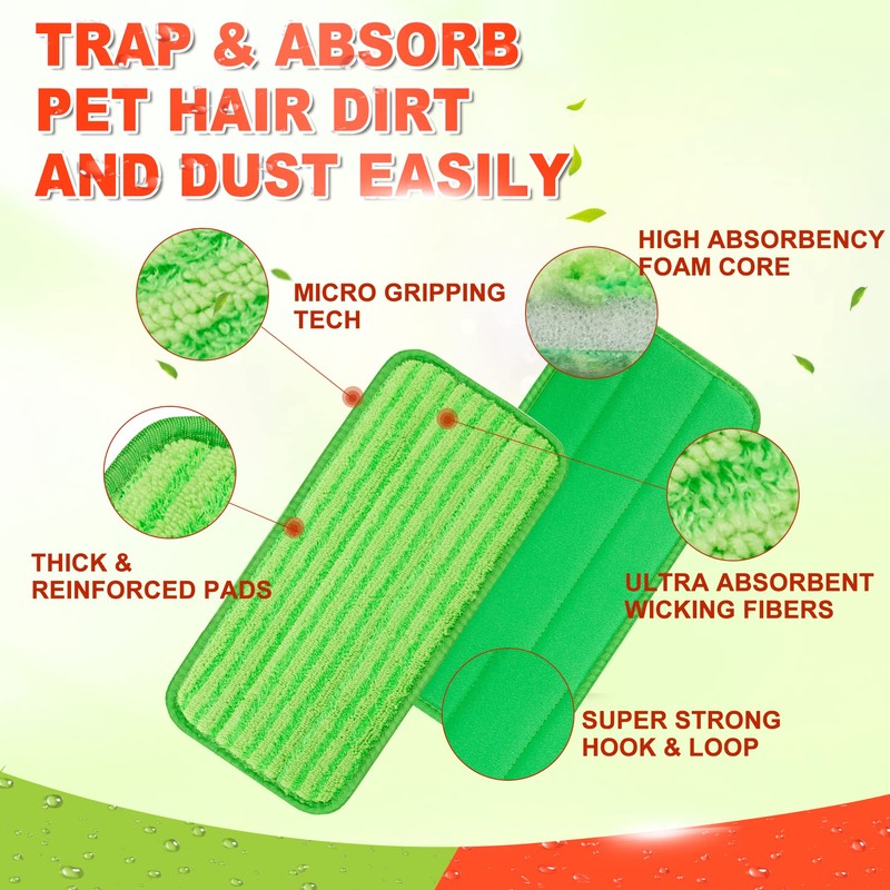 Reusable Mop Pads Compatible with Swiffer Wet Jet Mop, Wet