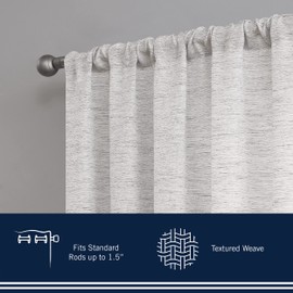 Nautica – Caspian | Extra Wide Light Filtering Textured Curtain Window Drape/Panel Pair | Set of 2 | Light Filtering | Measures 54” x 108” | Light Grey