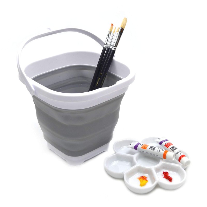 SAMMART Set of 2-2.6L Super Mini Sqare Collapsible Plastic Bucket