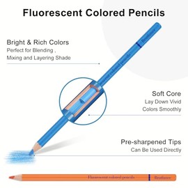 Profesionales Dibujo de kit， Lapices de Colores Fluorescentes, 50 Lápices de Colores pastel, Núcleo blando, Numerados, uego de Lápices Para Colorear P