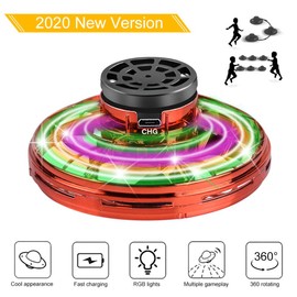 Toys for Boys Age 6, CPSYUB Hand Operated Mini Drone, Hands Free Flying Spinner Toys for Boys Age 7, 8, 9, 10, 11, 12, 13, 14, 15 Girls, Easy Indoor Outdoors Flying Toys Drone for Kids Adult (Red)