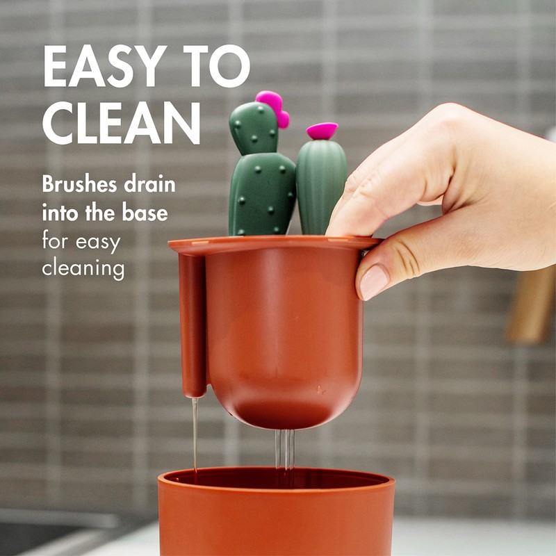 Boon Cacti Bottle Cleaning Brush Set, Terracotta , 4 Piece