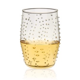 Prologue Libbey Nymph Handmade Dot Tumbler Glasses, Clear, Set of 4