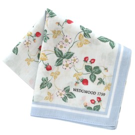 Wedgwood 138109-0002-01 Printed Handkerchief Wild Strawberry (Blue) Women's Handkerchief, Approx. 19.7 inches (50 cm), multicolor
