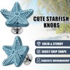 Luomorgo 4 Pack Ceramic Starfish Drawer Knobs - Coastal Blue