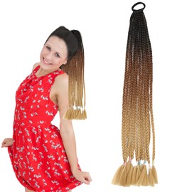 Traziewell Curly Synthetic Braiding Hair Extensions Crochet Braids Hair Extensions Braiding Hair Extension Brown Hair Piece for Black Women Ponytail Extension Girls Hair Accessories 3005