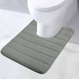 MI CASA Absorbent WC Toilet Rug Non-Slip U Shape Bath Mat Extra Soft Toilet Mat Pedestal Mat, Memory Foam Bathroom Toilet Mat for Floor, Quick-drying Machine-Washable, 50 x 60 cm (Grey)
