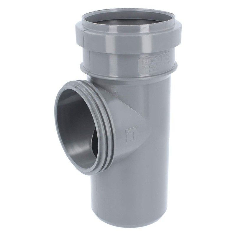 PP cleaning pipe, inspection pipe, diameter DN 75 mm, grey,