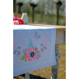 Vervaco Pastel Flowers Table Runner Kit