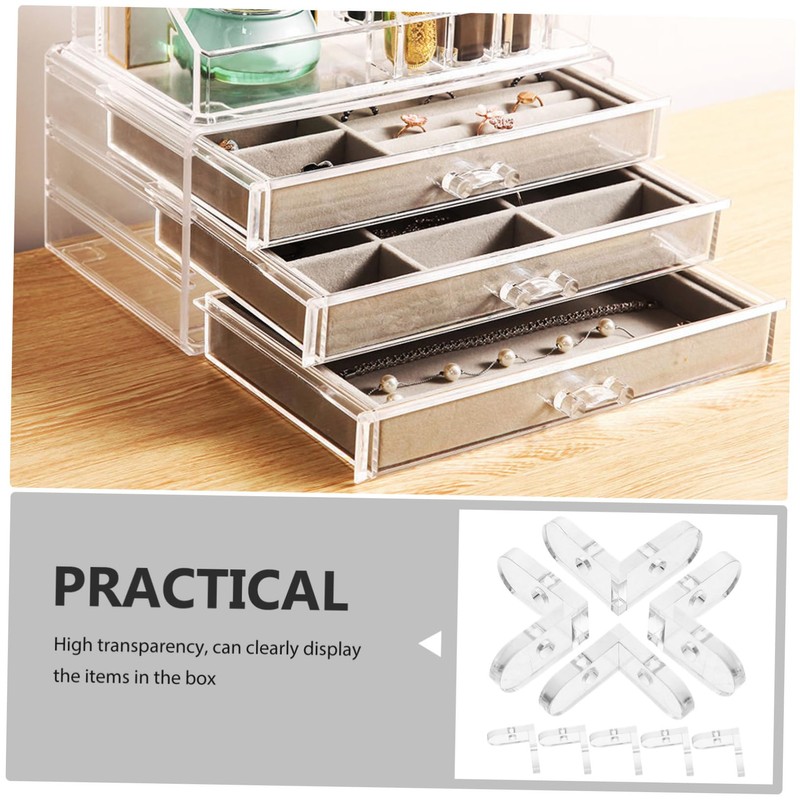 OUNONA 15 Pcs Acrylic Transparent Corner Brackets L-Shaped Fixing Buckle