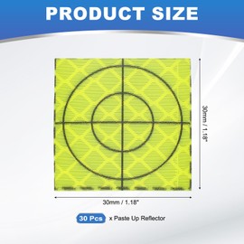 PATIKIL Survey Reflector Sheets 30x30mm, 30 Pcs Self-Adhesive Reflective Target Sheets Survey Target Mark Tape for Total Stations Check Shots Back Sights Monitoring, Green