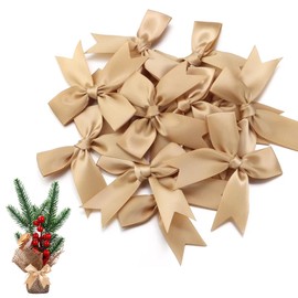 Satin Ribbon Bows, Christmas Decorative Bow, Satin Bows Small, Pack of 50 Mini Satin Bows, Christmas Bows, Satin Bows Decoration for DIY Crafts, Christmas, Wedding Decoration (Gold)