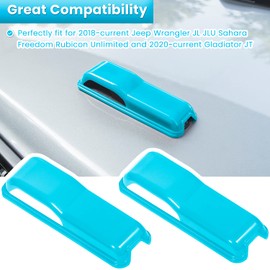 Engine Hood Hinge Cover Trim Exterior Accessories Decoration for 2018-2025 Jeep Wrangler JL JLU Sports Sahara Freedom Rubicon Unlimited Gladiator JT 2-Door & 4-Door (Light Blue 2PCS)