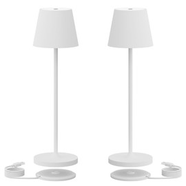Ralaby IP54 Cordless Table Lamps Portable Rechargeable Battery Operated Lamp, Modern Aluminum Dimmable Indoor/Outdoor Cordless Lamp,Desk Lamp for/Restaurant/Bar/Cafe/Bedroom (2 Pack,White,4800mAh)