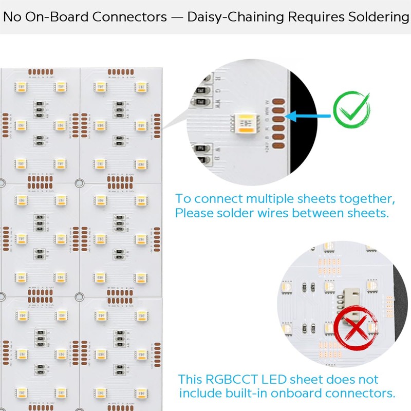 24X12cm 19"x9.5" Flexible LED Panel Sheet RGBCCT 5in1 Color Changing